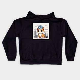 cats with hard hats Kids Hoodie